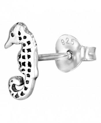 .925 Sterling Silver Seahorse Cartilage Stud Earring for Left Ear (Sold Individually) - CI11YLFT567