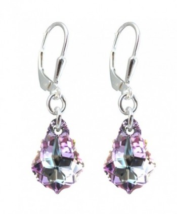 Vitrail Light Colored Tear-drop Earrings Made with Swarovski Crystal Elements Silver Lever-back - CS11TYYC2U1