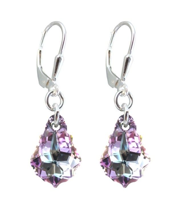 Vitrail Light Colored Tear-drop Earrings Made with Swarovski Crystal Elements Silver Lever-back - CS11TYYC2U1