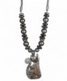 Beaded Kitty Cat Popcorn Chain Necklace with Rhinestones & Matching Earrings by Jewelry Nexus - Bronzetone - CF11Q5KRKSL