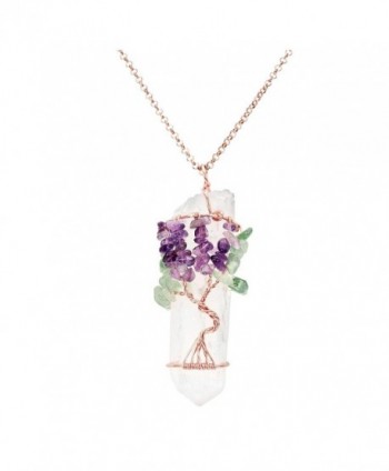 Gemstone Wrapped Natural Healing Necklace - Amethyst+Green Aventurine - CP184RNW9L5