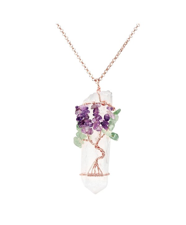 Gemstone Wrapped Natural Healing Necklace - Amethyst+Green Aventurine - CP184RNW9L5