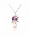 Gemstone Wrapped Natural Healing Necklace - Amethyst+Green Aventurine - CP184RNW9L5