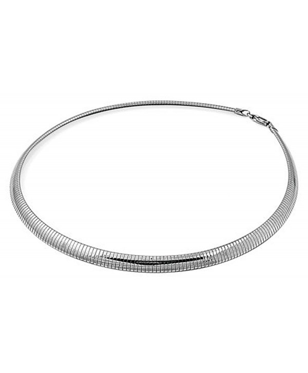 316l Stainless Steel 6 mm Omega Silver Flat Dome Chain Necklace Size 18"in (Also Available 16" Length) - C7118QBUHIR