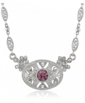 Downton Abbey "Boxed" Silver-Tone Light Amethyst Crystal Pendant Necklace- 16" - CB11I5Z4PXR