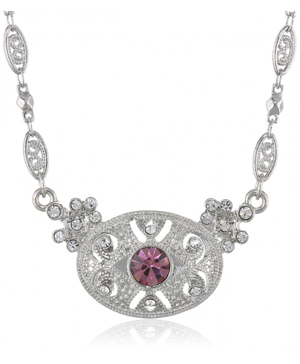 Downton Abbey "Boxed" Silver-Tone Light Amethyst Crystal Pendant Necklace- 16" - CB11I5Z4PXR