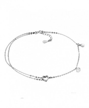 Corykeyes Sterling Silver Hearts Box Chain Anklet Sexy Beach Ankle Bracelet - CT1853C8TR9