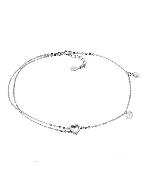 Corykeyes Sterling Silver Hearts Box Chain Anklet Sexy Beach Ankle Bracelet - CT1853C8TR9