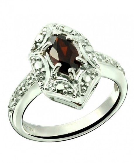 Sterling Silver 925 Ring GENUINE GEMSTONE Marquise Shape 0.70 Carat with Rhodium-Plated Finish - CM18CG7W29H