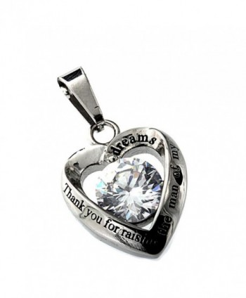 R.H. Jewelry Mother in Law Heart Stainless Steel CZ Pendant Necklace - CU11J2802JR
