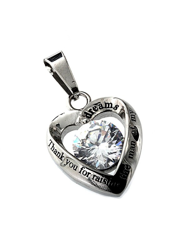 R.H. Jewelry Mother in Law Heart Stainless Steel CZ Pendant Necklace - CU11J2802JR