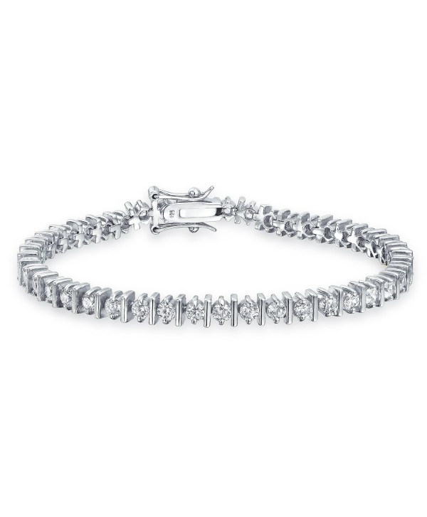 Bling Jewelry Classic Separated CZ Tennis Bracelet 925 Sterling Silver 7in - CQ113AJ337L