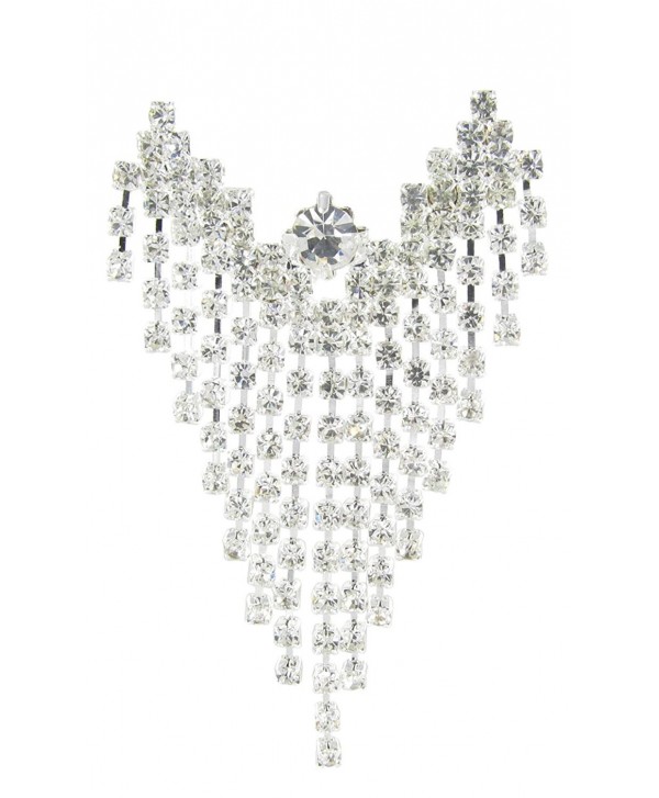 Large Chandelier Floating Angel Rhinestone Brooch Pin with Clear Crystals - CH11HTB5OIN