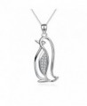 YFN Animal Jewelry 925 Sterling Silver Lovely Two-tone Penguin Pendant Necklace For Women Girls - C6182LY39UD