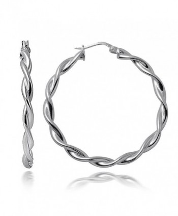 Hoops & Loops Sterling Silver 3mm Twist Polished Large Hoop Earrings - CJ12H3NAO53