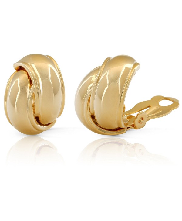 JanKuo Jewelry Gold Plated Shining Polished Finish Knot Clip On Earrings - CW118XVDORB