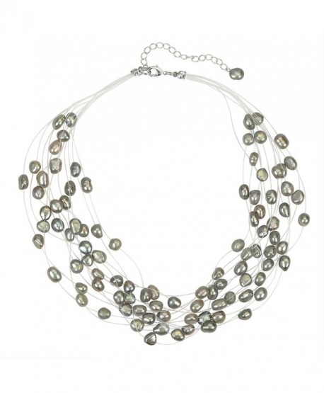Regalia Multi Strand Baroque Gray Freshwater Cultured Pearl Floating Necklace - CE183Q6WOSZ