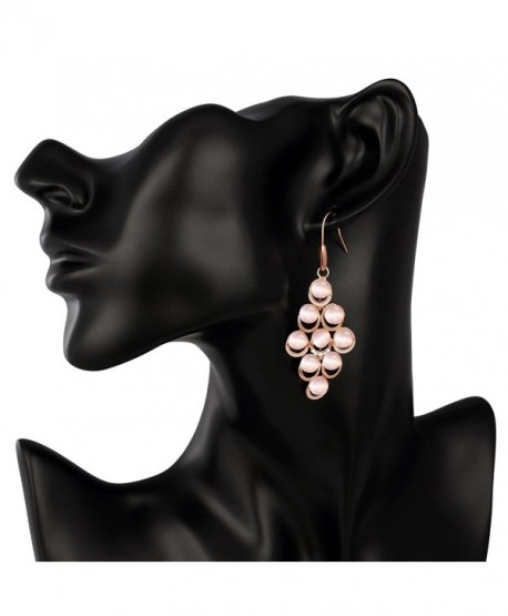 Kemstone Rose Gold Opal Chandelier Dangle Earrings Jewelry for Lover - CF12IYGHGHX