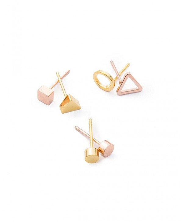 April Soderstrom Geo Stud Trio Earrings in Gold and Rose Gold - C4185DOLQEA