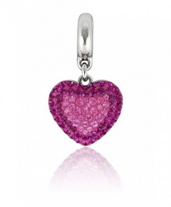 Pink Heart Charms Beads Swarovski