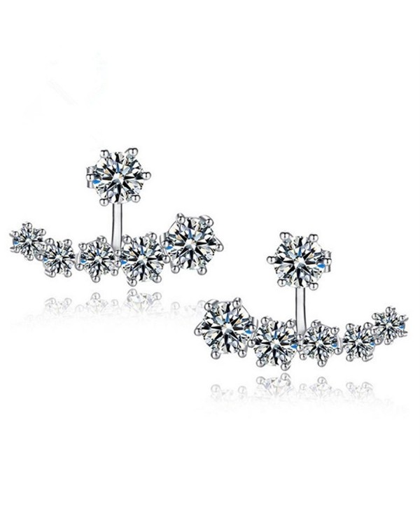 KOREA-JIAEN Earrings 925 Silver Plated Base Both Side Crescent Boat Charm Stud Earrings (Crescent) - C8186HLQLTI