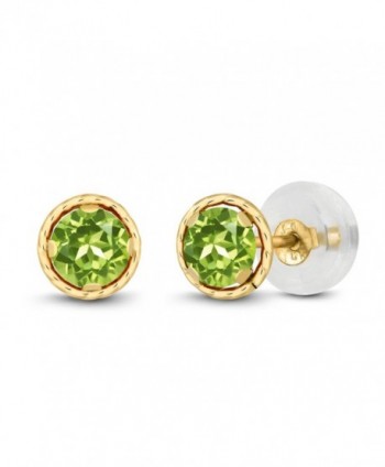 0.60 Ct Round 4mm Green Peridot 14K Yellow Gold Stud Earrings - CC11EEV8V2R