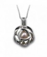 Sterling Silver Freshwater Cultured Pearl in Oyster (5-7mm) Rose Flower Necklace Cage Wish Pearl Set-18" - C111BJHBL0X