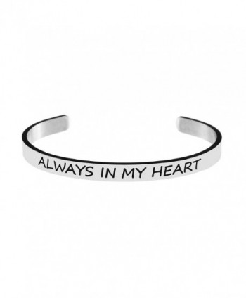 Bracelet for Best Friend Bangle Cuff Engraved Stainless Steel Always in My Heart - CB187ZERC4X