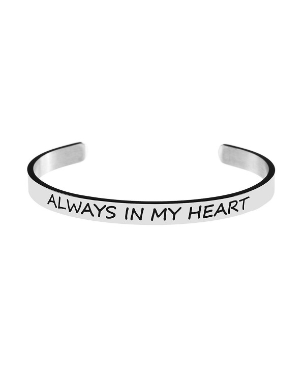 Bracelet for Best Friend Bangle Cuff Engraved Stainless Steel Always in My Heart - CB187ZERC4X