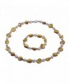 JYX White Freshwater&Seashell Pearl Necklace and Bracelet Set Jewelry for Women - Yellow - C112LOYDYCN