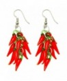 Funky Red Hot Chilli Glass Drop Cluster Earrings - CD11ZUB8YVD