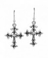 Renaissance Fleur-de-Lis Cross .925 Sterling Silver Dangle Earrings - CU1218Y32MB