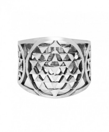 925 Sterling Silver Sri Yantra Sacred Geometry Talisman Unisex Large Band Ring 6- 7- 8 - CN12N2LHBBS