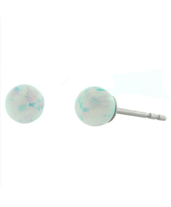 Trustmark 925 Sterling Silver 4mm Fiery White Created Opal Ball Stud Post Earrings- Lorraine - CQ11GOVIPK3