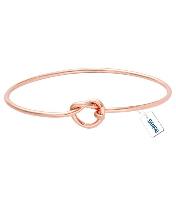 SENFAI Love Knot DIY Bracelet Hook Bangle Easy Open Add Multiple Beads Charms - Rose gold - CW12N2KDP71