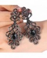 BriLove Vintaged Teardrop Chandelier Black Silver Tone in Women's Drop & Dangle Earrings