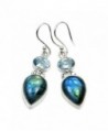 Mystic Princess' Sterling Silver Labradorite- Blue Topaz Dangle Earrings - CX12B1DNB11