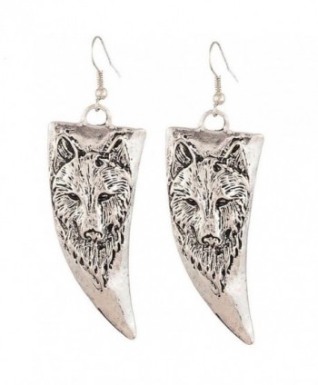 Yazilind Vintage Gold Plated Wolf Horn Drop Dangle Earrings for Women Gift - silvery - C911NQ1OLTD