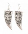 Yazilind Vintage Gold Plated Wolf Horn Drop Dangle Earrings for Women Gift - silvery - C911NQ1OLTD