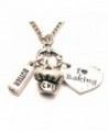 I Love Baking Heart with Stick of Butter and Chef Hat Charms 18" Fashion Necklace - CS11BHN3J6X