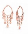 Bling Jewelry Bohemian Disc Dangle Chandelier Rose Gold Plated Steel Hoop Earrings - C611FKT5M97