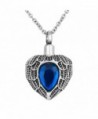 Birthstone Necklace Memorial Cremation Stainless - " Blue " - CM12GDWCD0P