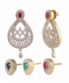 Swasti Jewels Women's American Diamond CZ Zircon Interchangable 3 Colour Stud Ethnic Earrings - Red - CK12BT67OBD
