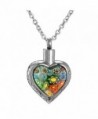 Cremation Jewelry Multi-color Flower Urn Necklace Keepsake Pendant Memorial - Silver - C0122H4T4PF
