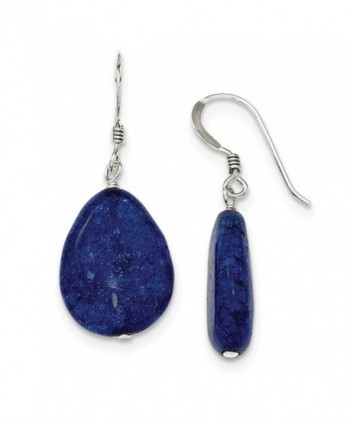 Sterling Silver Small Crack Aventurine Dark Blue Teardrop Earrings (1.3IN x 0.5IN ) - CA11FRSG6AJ