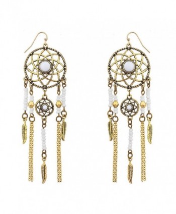 Lux Accessories White Navajo dream catcher dangle earrings - CR12GFDT37D