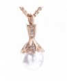 Crystal Flower Hold up a Big Pearl -Stainless Steel Keepsake Jewelry Cremation Necklace for Ashes - Rose Gold - C61898S6O45