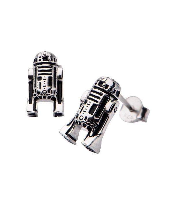 Disney Women's 925 Sterling Silver Star Wars R2D2 Stud Earrings - CW12F8NZOH9