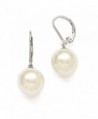 925 Sterling Silver 12-13mm Round White Simulated-pearl Leverback Earrings by Majestik Pearls - CG11O269TWZ