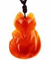Coolsome Women's Red Agate Fox Queen Pendant Necklace Grounding Stone Protection Valentine's Day Gift - CC128BR9ZQZ